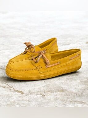 🥰🌼🥰 TOD'S Yellow Suede Marlin Boat Shoes size 37/ 7 US